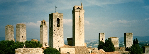 This image of San Gimignano has been adapted from the original image by "friviere" dated 5 August 1988 and available under a Creative Commons Attribution-ShareAlike license.