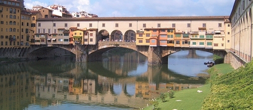 This image of the Ponte Vecchio in Florence, Italy has been adapted from the original image by Markus Bernet dated 27 August 2006 and available under a Creative Commons Attribution-ShareAlike license.