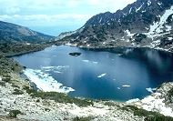 Icebergs float in Popovo Ezero ("Priest Lake"), a gem of the Pirin Mountains high country.